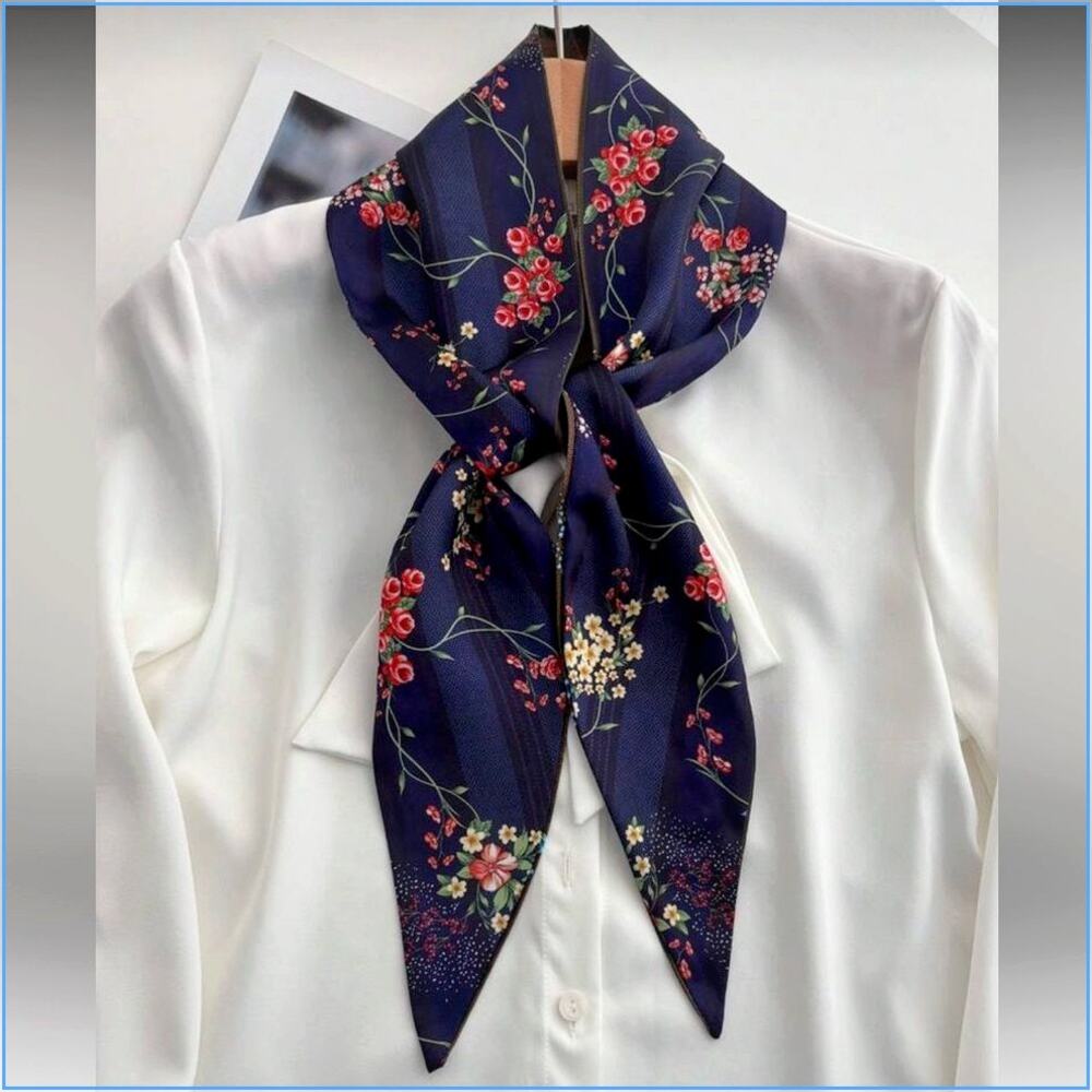 Floral Navy Twilly Scarf